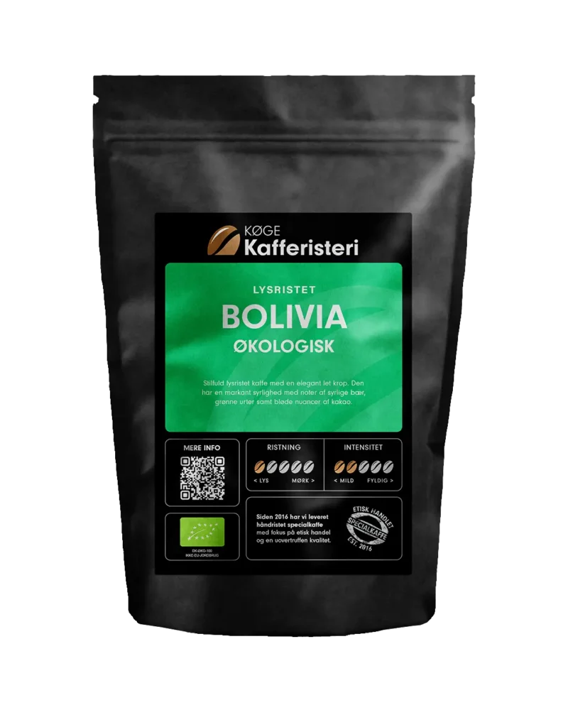Lysristet økologisk kaffe fra Bolivia, Køge Kafferisteri.