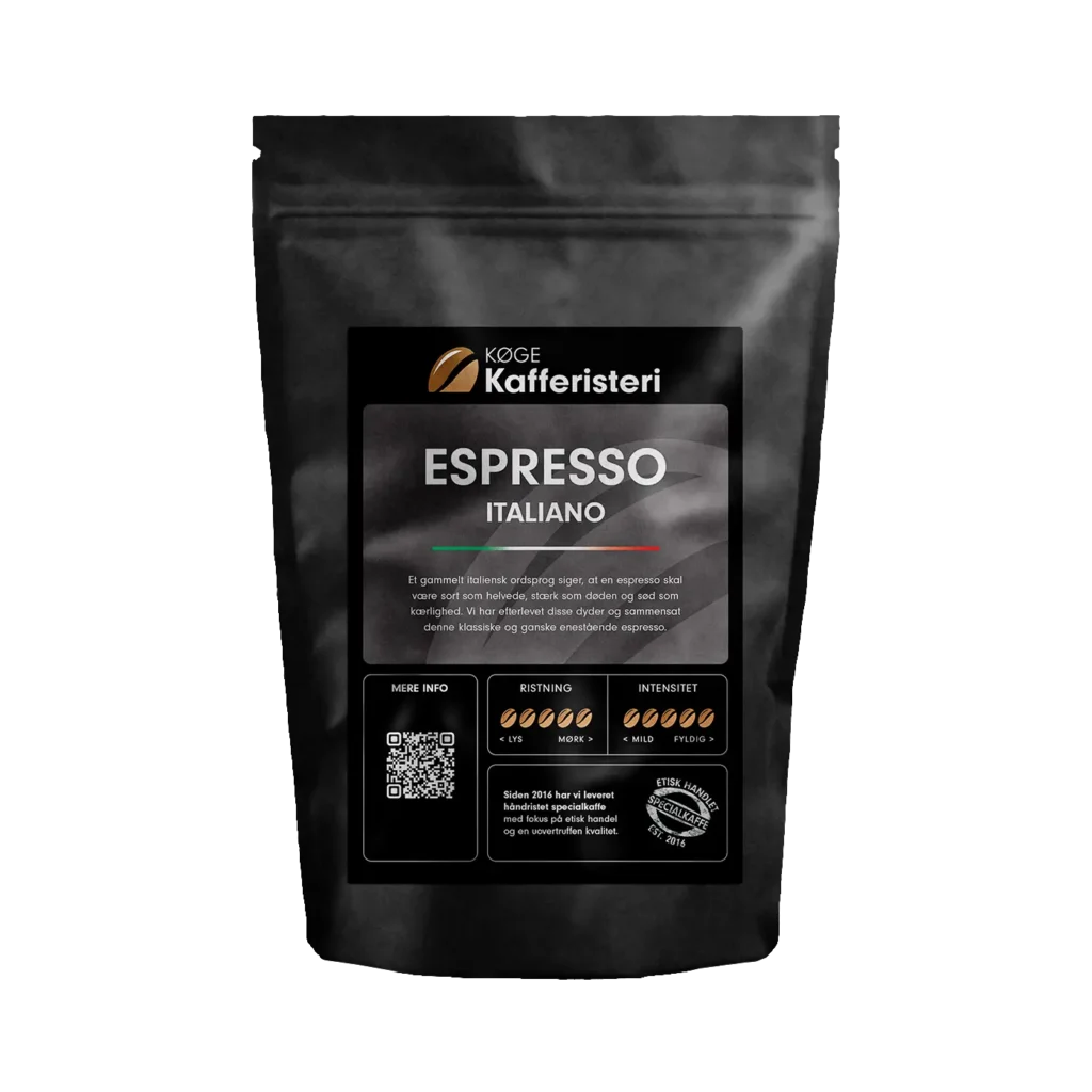 Espresso Italiano kaffepose fra Køge Kafferisteri.