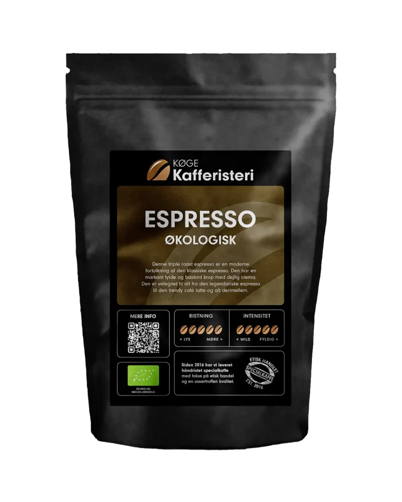 Økologisk espresso kaffepose fra Køge Kafferisteri.