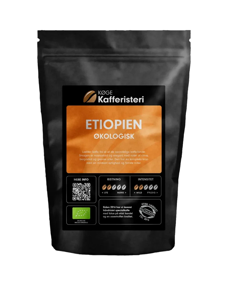 Kaffepose med etiopisk økologisk kaffe
