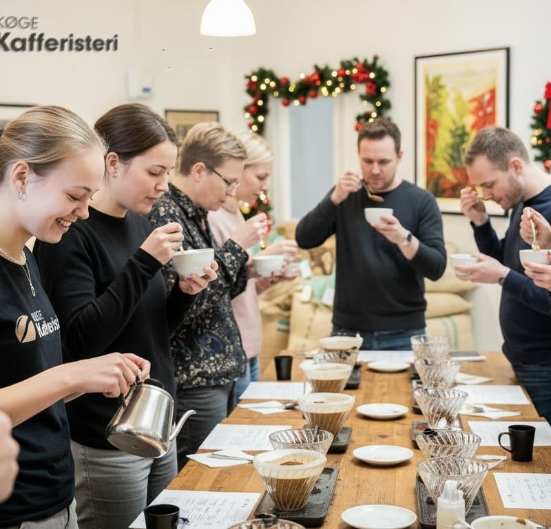 Folk smager kaffe ved Køge Kafferisteri event.